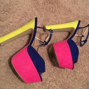 Pink, blue, neon heels